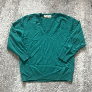Braemar Pure Cashmere Scotland Sweater 44 Mens Preppy Green 90’s Vintage